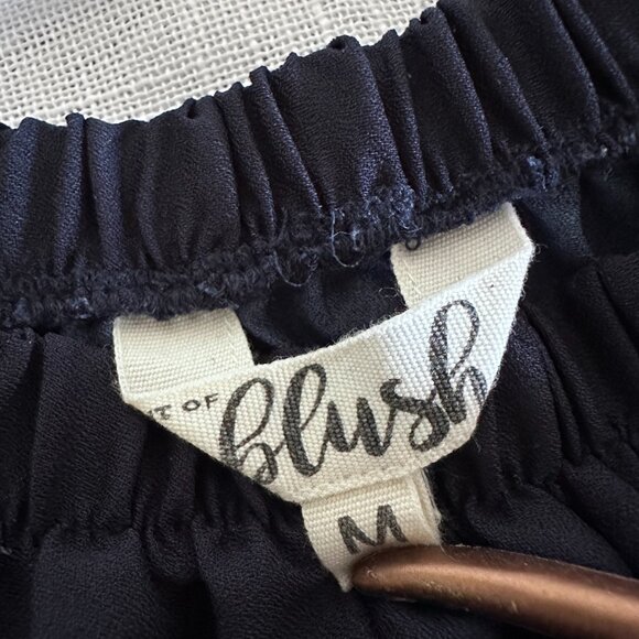 Of the shoulder dark floral stretch waist blouse size medium girly flowy - Picture 2 of 7